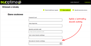 Lokata Bezkarna BGŻOptima 3 miesięczna - dane osobowe