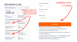 Incredit Pożyczka - zakładanie konta