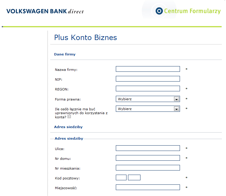 Plus Konto Biznes Volkswagen Bank Polska S.A. Wybierarka.pl